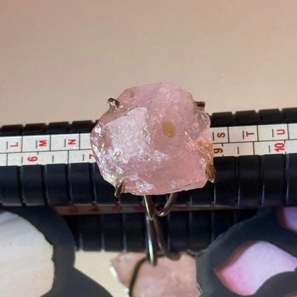 Rose quartz ring with adjustable band